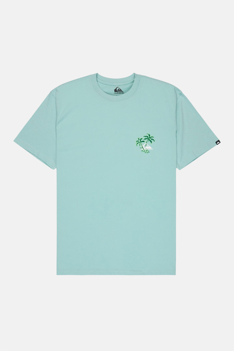T-shirt bleu Quiksilver, à manches courtes et avec un logo brodé sur la poitrine.