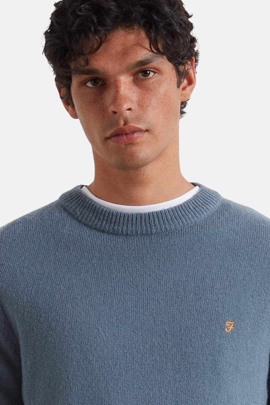 Pull à col rond - bleu - FARAH