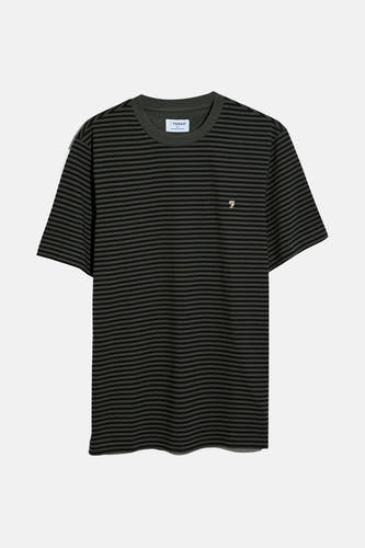 T-shirt vert avec manches courtes de FARAH, à rayures.