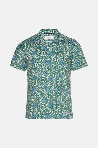 Chemise verte à manches courtes de FARAH, avec un imprimé fleuri et une fermeture à boutons.