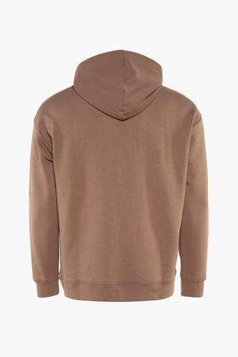 Gilet brun avec capuche FILA, vu de dos sur un fond blanc.