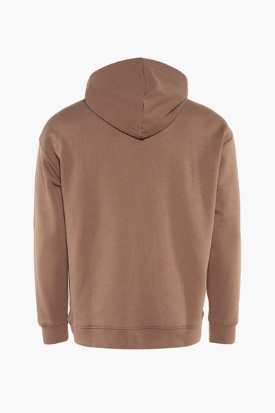 Gilet brun avec capuche FILA, vu de dos sur un fond blanc.