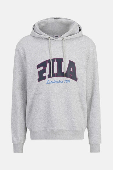 Sweat à capuche gris FILA avec grand logo et texte "Established 1911", vue de face