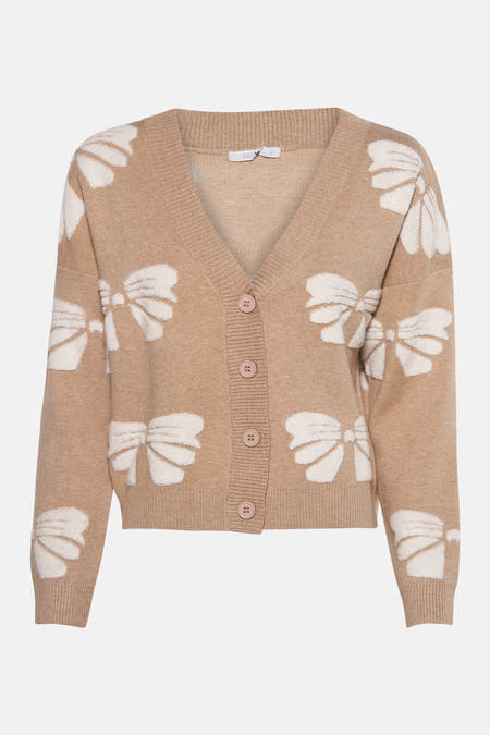 Gilet beige de HAILYS, avec un motif de rayures blanches.