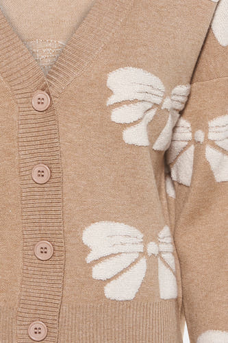 Veste beige de HAILYS avec des rayures brodées et une fermeture à boutons.