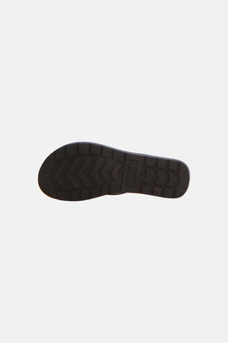 Tongs noirs Guess avec semelle crantée épaisse et logo Guess vertical.