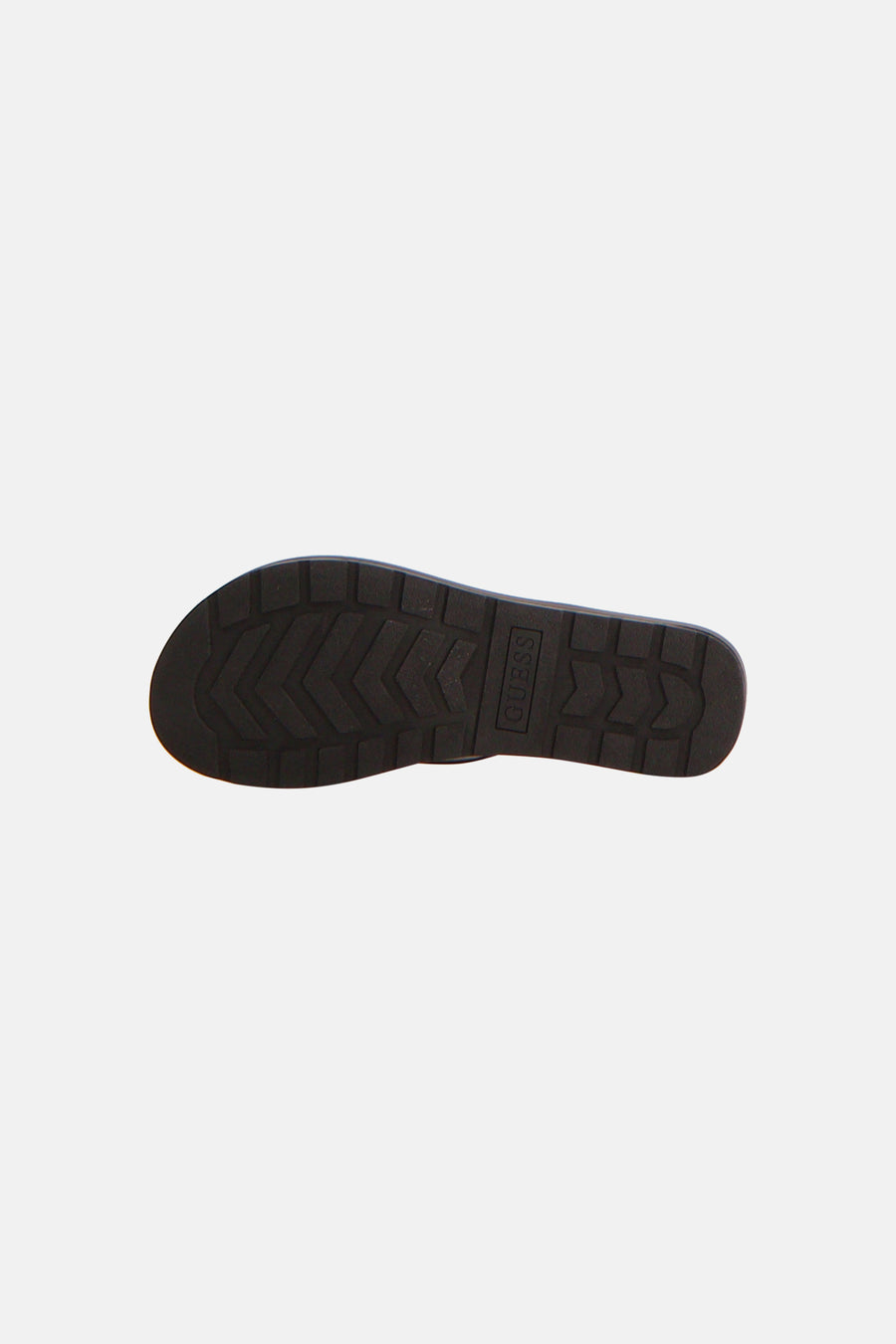 Tongs noirs Guess avec semelle crantée épaisse et logo Guess vertical.