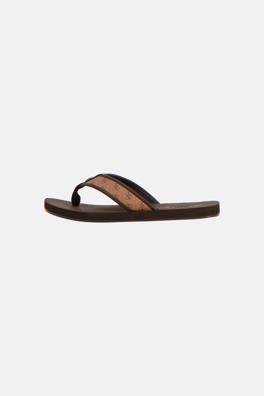 Mules marron Guess avec un motif logo sur les brides.