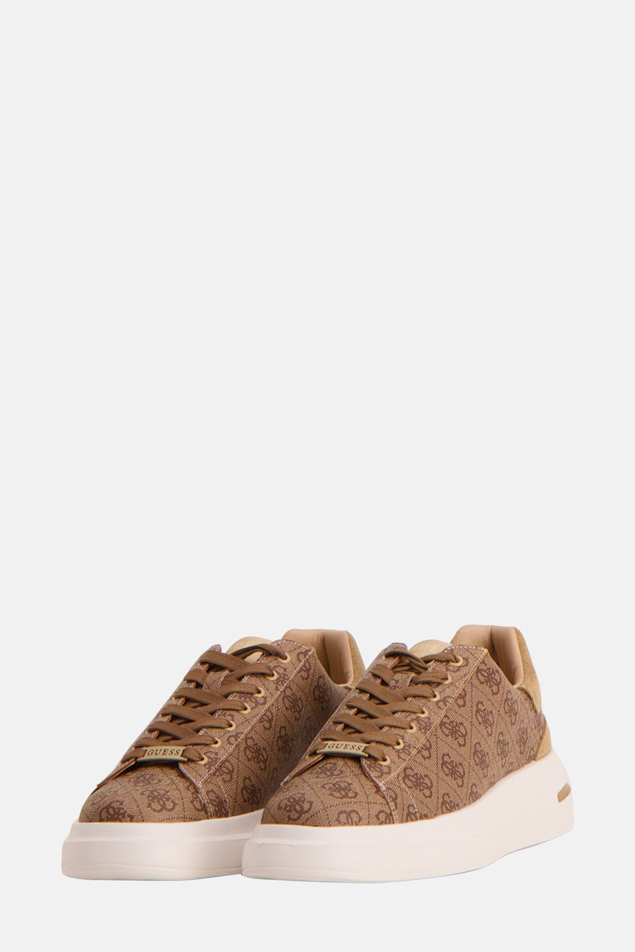 Bruine Guess sneakers met logo, witte zool.