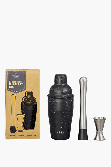 Ensemble de cadeaux multicolores mixologieie Gent Hardware Hardware Hardware Hardware comp composantant un shaker à cocktail, un jigger et un muddler.