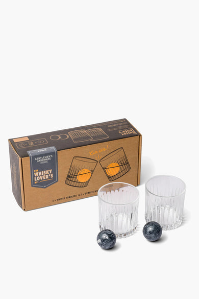 Verre à whisky multicolore cadeau de Gentlemen's Hardware, avec deux verres et deux refroidisseurs de whisky.