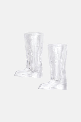 Verres transparents en forme de bottes de cowboy de Gentlemen's Hardware, avec motifs en relief détaillés, vue de face, lot de deux