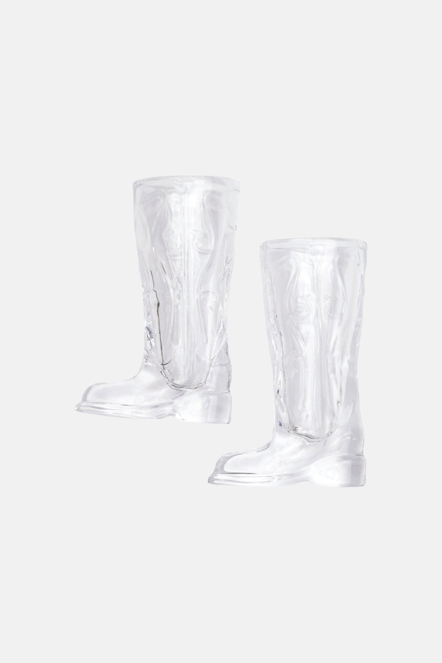 Verres transparents en forme de bottes de cowboy de Gentlemen's Hardware, avec motifs en relief détaillés, vue de face, lot de deux