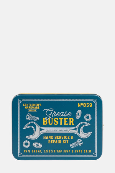 Ensemble de cadeaux multicolore de Gentlemen's Hardware, avec des images d'outils et du texte en bleu et jaune.