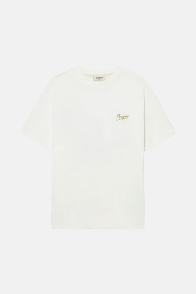 T-shirt écru à manches courtes de POMPEII, avec un petit logo brodé sur la poitrine.