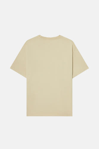 T-shirt beige à manches courtes de POMPEII, dos, couleur unie.
