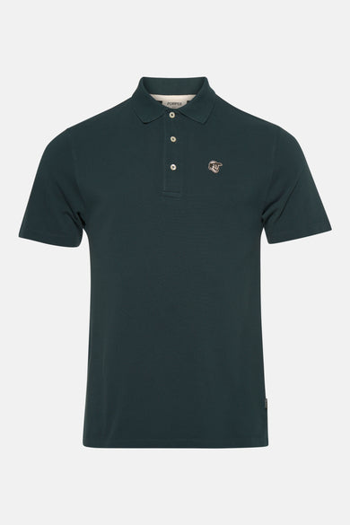 Polo vert de mantes courtes POMIIPEII, avec logo logo brodé sur la poitrine et fermeture à boutons.