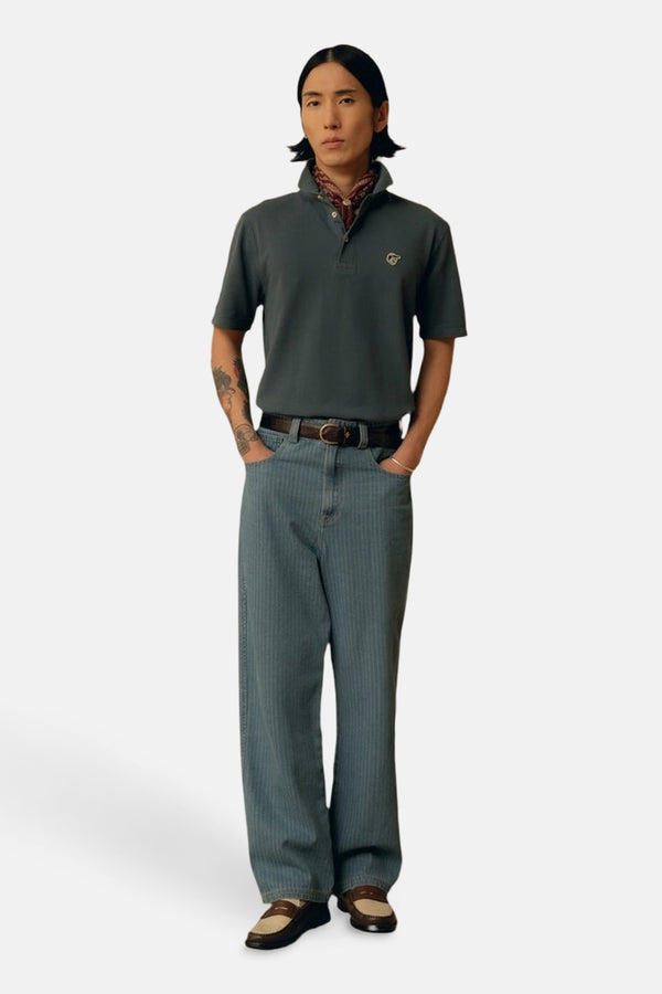 	Heren tops polo korte mouw Bleu - POMPEII