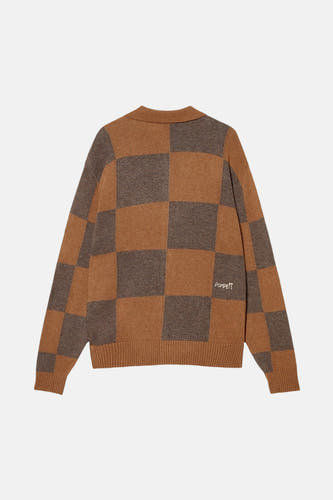 Veste brune bloquée de POMPEII, avec des manches longues et des détails de logo brodés sur le dos.