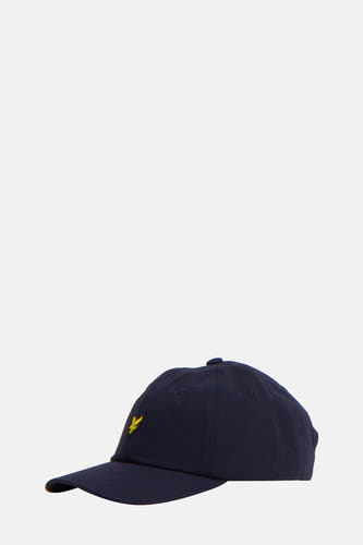 Chapeau bleu de Lyle & Scott, avec un logo brodé sur le côté.