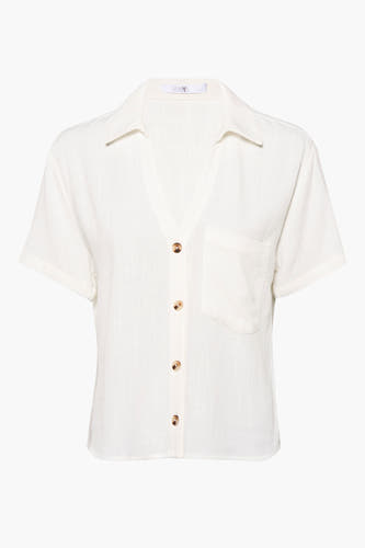Chemise &agrave; manches courtes - beige