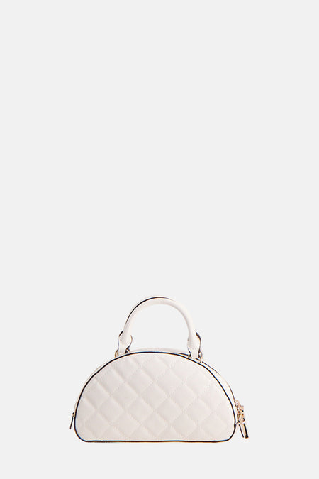 Blouson Guess blanc, avec un motif de lunettes de soleil froissé et une forme arrondie.