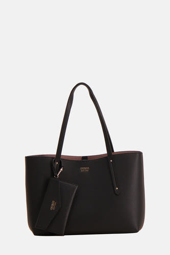 Sac à dos noir de Guess, avec étui amovible et bretelles.
