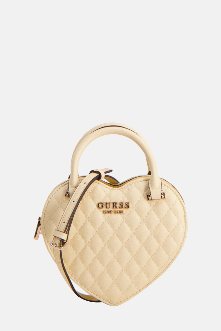 Sac à dos Guess® bleu avec un design en forme de cœur et une poignée.