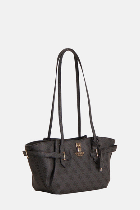 Zwarte Guess handtas met lange hengsels.