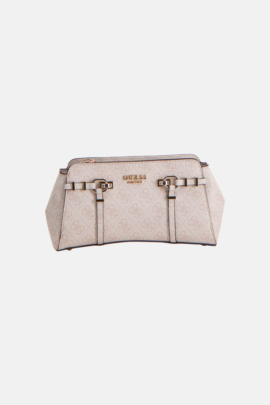 Sac à bandoulière beige Guess avec imprimé monogramme et détails en métal doré