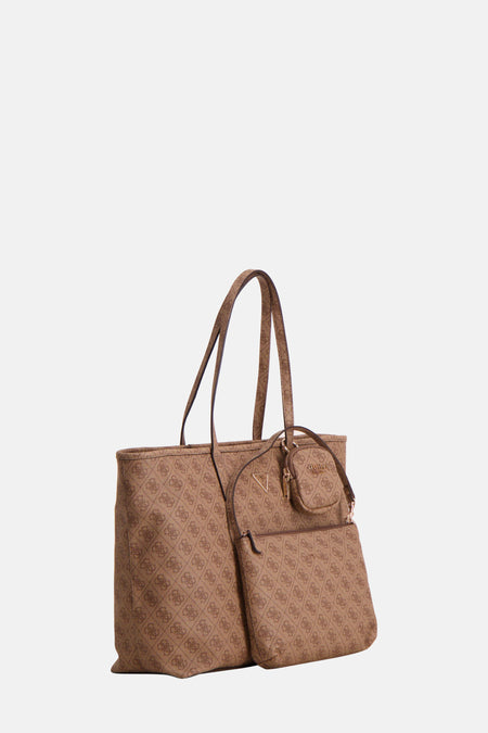 Bruine Guess handtas met logo print en extra tasje.
