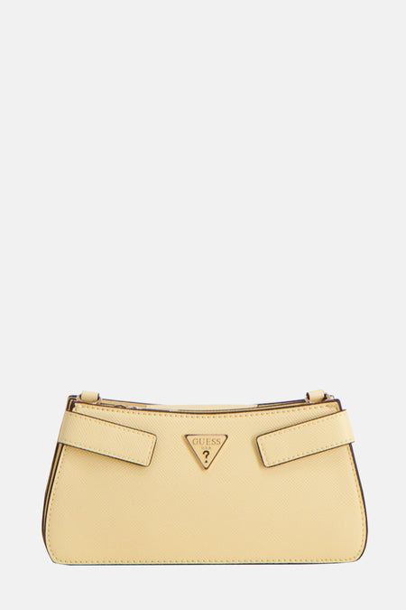 Geel Guess handtasje met logo.
