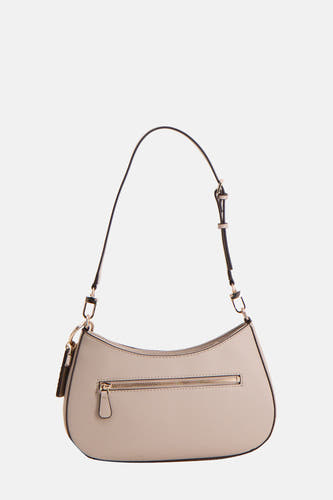 Beige schoudertas van Guess, met een verstelbare schouderband en een ritssluiting aan de achterkant.
