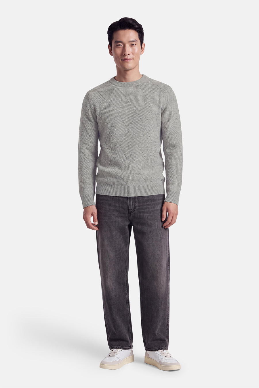 Pull col O - gris