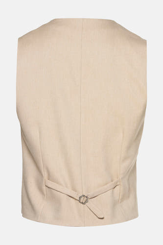 Beige gilet van Le Fabuleux Marcel de Bruxelles, met een verstelbare rugband en subtiele textuur.