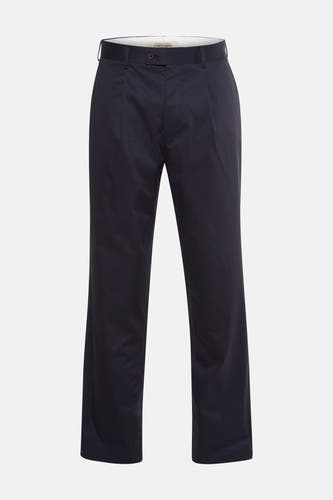 Pantalon de costume bleu Le Le Fabuxux Marcel de Bruxelles, avec des plis et une coupe droite.