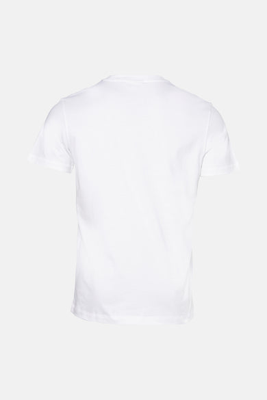 T-shirt blanc à manches courtes de Calvin Klein, dos affiché sur un fond uni.