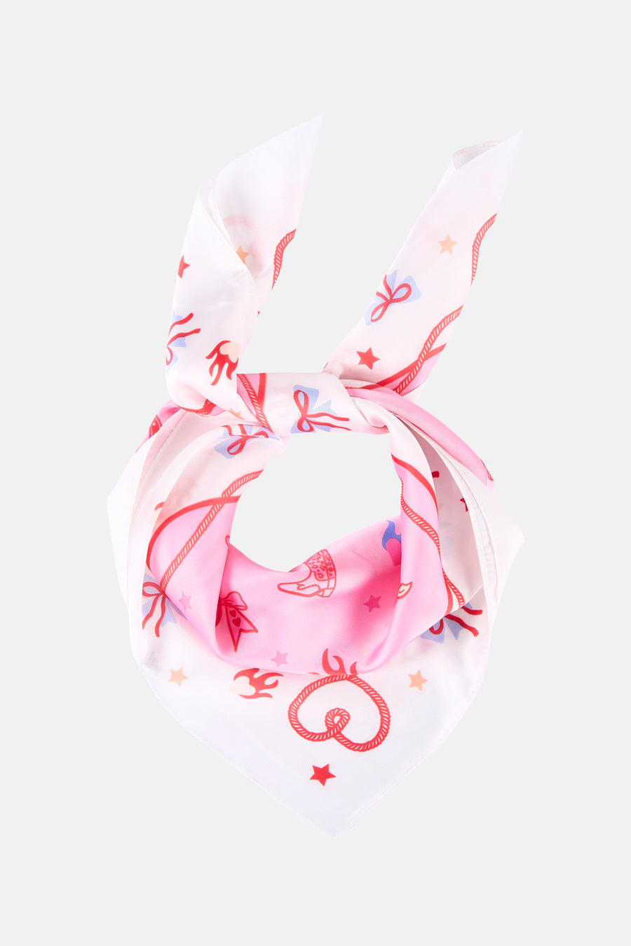 Écharpe d'été rose d'Access® avec un motif de bottes, de nœuds et de cordes.