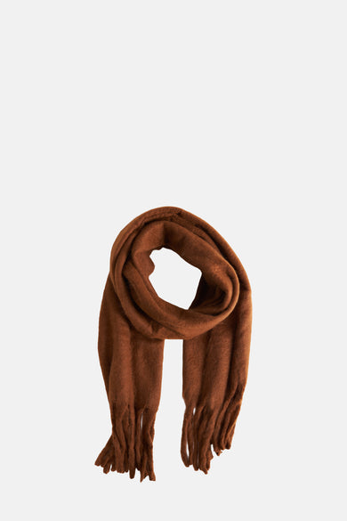 Écharpe d'hiver brun Access® avec franges et une douce texture.