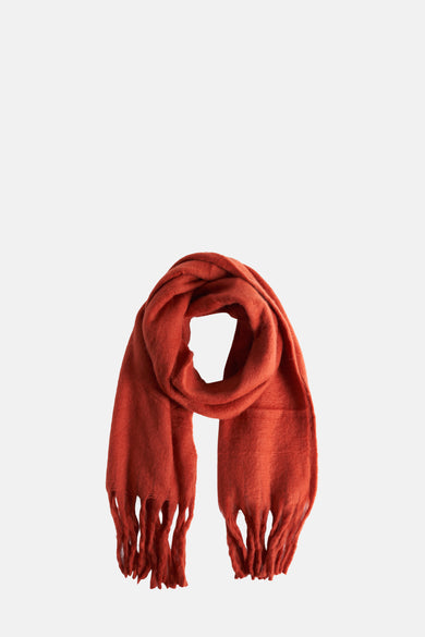 Écharpe d'hiver rouge Access® avec franges aux extrémités.