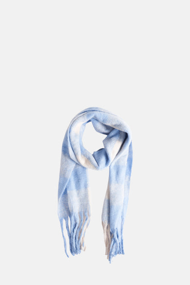 Écharpe d'hiver bleue d'Access, avec un motif de visière et des franges.