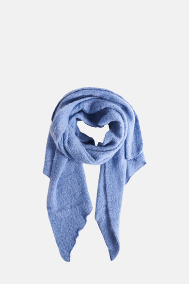 Blauwe wollen sjaal.
