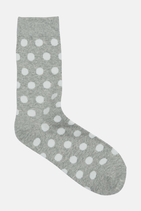 Chaussettes grises d'ACCESSORIES BY JACK & JONES, recouvertes de points blancs.