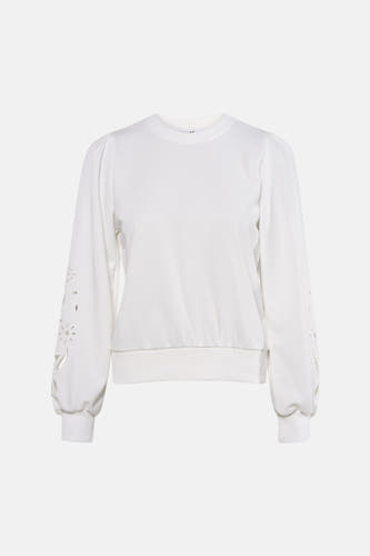 Pull blanc à manches longues avec des détails découpés élégants de HAILYS.