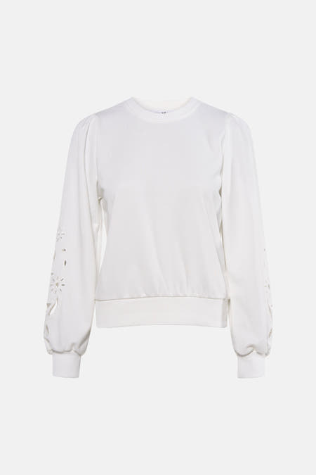 Pull blanc à manches longues avec des détails découpés élégants de HAILYS.