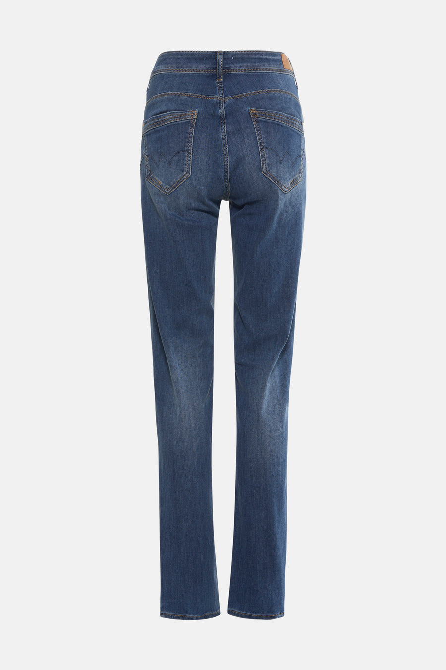 Jean bleu droit de Le Temps des Cerises, avec des poches sur l'arrière et une texture denim légèrement délavée.