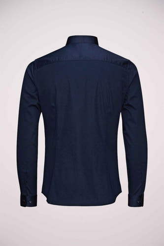 Chemise bleue à manches longues de PREMIUM by JACK & JONES, vue arrière avec détails de boutons aux poignets.