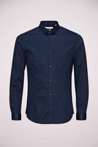 Chemise bleue à manches longues de PREMIUM by JACK & JONES, unie et avec col boutonné.