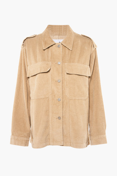 Manteau court beige de MILLENIUM avec texture en corduroy et une poche po.