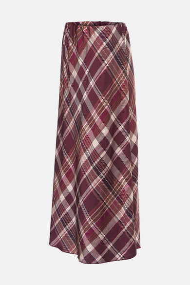 Robe de Bordeaux de Terra di Siena, avec un motif à carreaux et une ceinture élastique.
